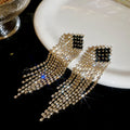 Black and White Crystal Fringe Stud Earrings Fashion Jewelry view 1