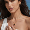 Titanium Steel Rope Chain Round Pendant Tiger Eye Turquoise view 3