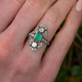 Vintage Openwork Emerald-Cut Green Stone Cocktail Ring view 2