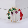Fox and Grapevine Wreath Brooch in Red and Black Lapel Pin view 2