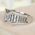 Silver Tone Bow Ring with Rectangular Clear Stone Rows view 2