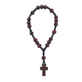 Dark Brown Wood Bead Cross Pendant Prayer Bracelet view 5