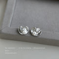 Silver Irregular Fluid Wave Stud Earrings Pearl Accent view 4