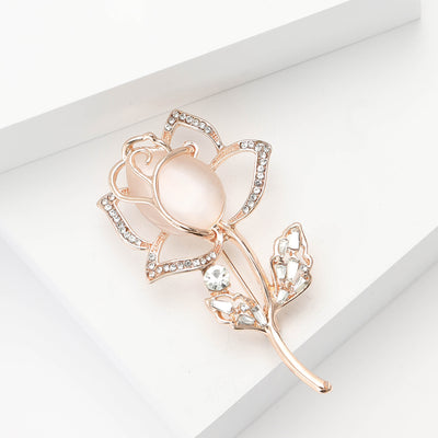 Rose Gold Flower Brooch front view on a plain background