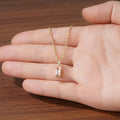 Gold Baguette Rectangular CZ Pendant Necklace Accent view 3