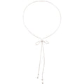 Silver Snake Chain Bow Lariat Necklace Teardrop Ends view 5