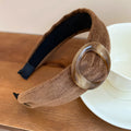 Flocked Fabric Oval Acrylic Ring Headband Deep Coffee view 6