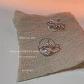 Silver Geometric Orbital Dual Pearl Stud Earrings Pair view 3