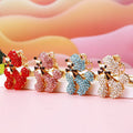 Rhinestone Poodle Keychain Metal Dog Bow Bag Charm view 1