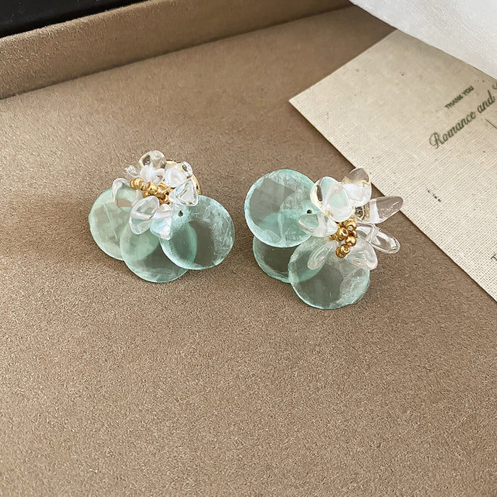 Translucent Shell Chip Flower Stud Earrings in Three Colors