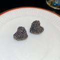 Gray Pavé Crystal Heart and Round Statement Stud Earrings view 6