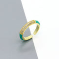 Gold Tone Crystal and Enamel Adjustable Open Rings in Six Colors view 3