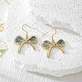 Gold Bow Dried Flower Resin Earrings Ten Color Styles view 6