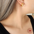 Moon Star Eye Motif Huggie Hoop Earrings Gold Steel view 3