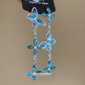 Crystal Butterfly Long Tassel Drop Earrings in Three Colors view 4