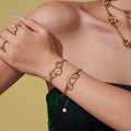 Gold Interlocked Circle Zircon Necklace Bracelet Stainless view 4
