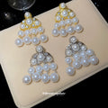 Tiered Pearl Chandelier Stud Earrings Fashion Jewelry Accessory view 4
