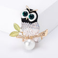 Enamel Owl Brooch with Pearl Drop in Two Colorways view 5