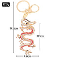 Rhinestone Chinese Dragon Metal Keychain Gold Tone Clip view 2
