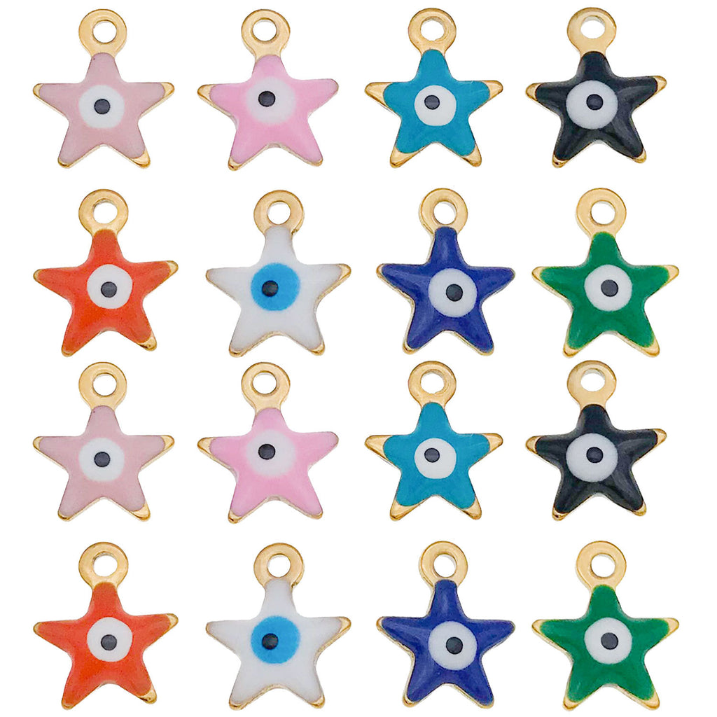 Stainless Steel Five Point Star Eye Enamel Charm Pendant for DIY Bracelet Necklace