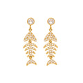 Crystal Ear Cuffs and Fish Skeleton Stud Earrings in Two Finishes view 5