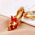 Jeweled Butterfly Bow High Heel Keychains in Pink, Red and Purple view 10