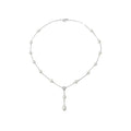 Silver Tone Faux Pearl Station Necklace With Flower Drop Pendant view 5