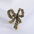 Filigree Rhinestone Bow Brooch Silver or Antique Gold view 7