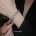 Silver Open Bracelet Green Rhombus Emerald Crystals view 3