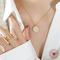 White Seashell Disc Pendant Necklace Heart Butterfly Star view 3