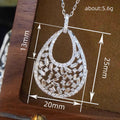 Open Teardrop Filigree Pendant Necklace in Silver Tone view 4