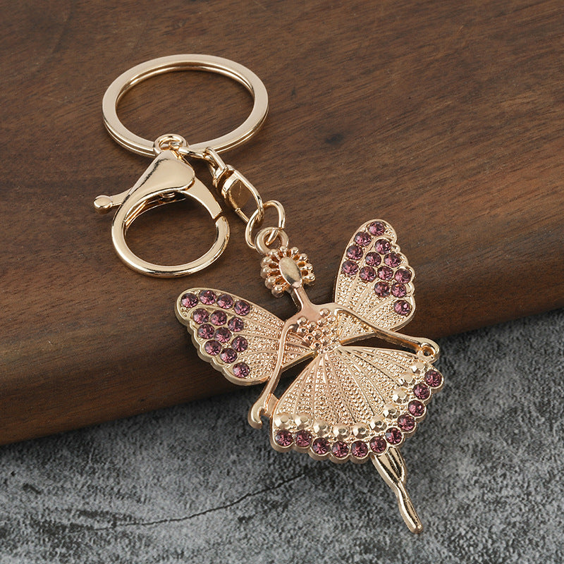 Cute Angel Girl Rhinestone Keychain for Bag Charm and Gift Accessory