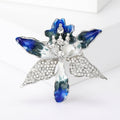 Enamel Orchid Brooch Rhinestone Leaves Blue or Purple Styles view 6