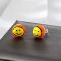 Pearl Backed Enamel Smile Face Stud Earrings in Two Colors view 3