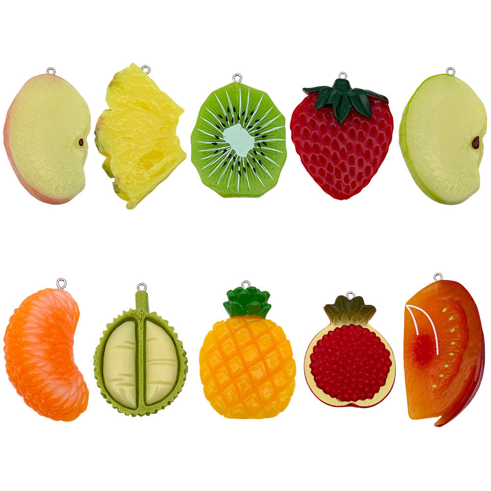 Resin Pomegranate Pineapple Kiwi Fruit Slice Charm Pendants for Bag Keychain DIY Jewelry