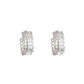 Silver Scalloped Lace Edge CZ Huggie Hoop Earrings view 5