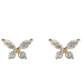 Gold-Tone Clear CZ Butterfly Stud Earrings Marquise Wings view 5