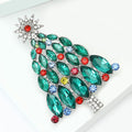Green Crystal Christmas Tree Brooch with Multicolor Drops view 3
