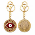 Evil Eye Enamel Keychain Gold Metal Rhinestone Disc Charm view 4