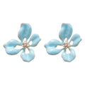 Blue And White Open Petal Flower Stud Earrings Jewelry Pair view 5