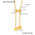 Gold Snake Chain Lariat Necklace Dual Ball Drop Bar view 6