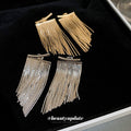 Fine Chain Fringe Earrings in Gold and Silver Tone view 1