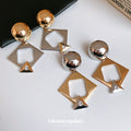 Silver Tone Geometric Drop Earrings with Mirrored Panels view 3