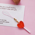 Translucent Heart Lollipop Phone Strap Charms in Six Colors view 3