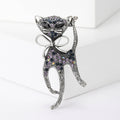 Long Leg Cat Brooch with Crystal Bow Decorative Clothing Pin view 9