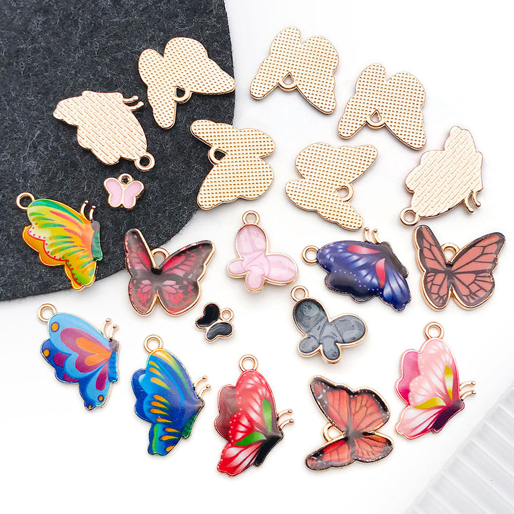Zinc Alloy Colorful Enamel Butterfly Charm Pendant for DIY Keychain Necklace Bracelet