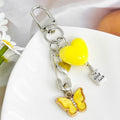 Silver Tone Safety Pin Keychain With Heart Bead And Rhinestone Butterfly view 7