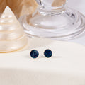 Silver Round Front Back Stud Earrings Black Navy Glitter view 7