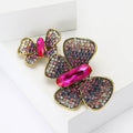 Double Butterfly Brooch In Metal With Two Graduated Butterflies With Glittering Wings view 3