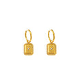 Gold Tone Feather Stud And Star Plaque Huggie Earrings view 5